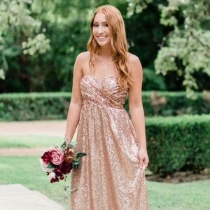 Revelry Celeste Bridesmaid Dress- Gold Sequins